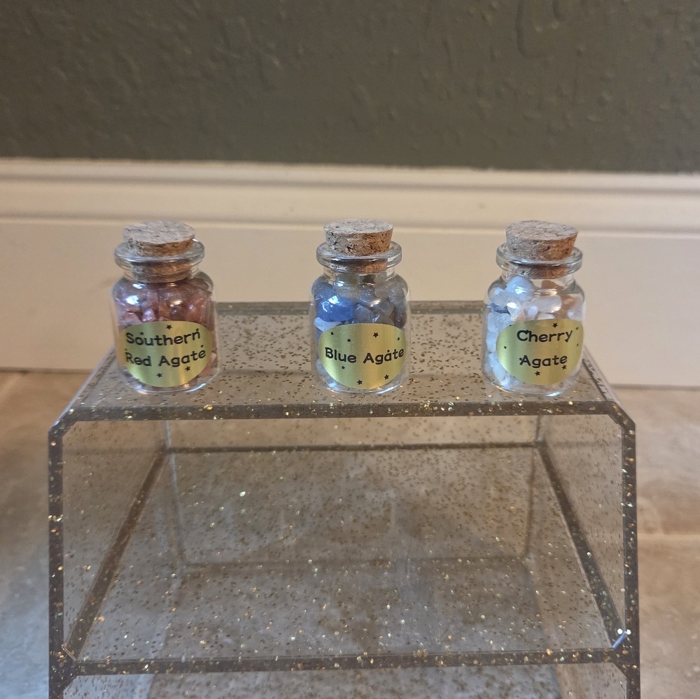 Agate Gemstone Mini Bottles Set